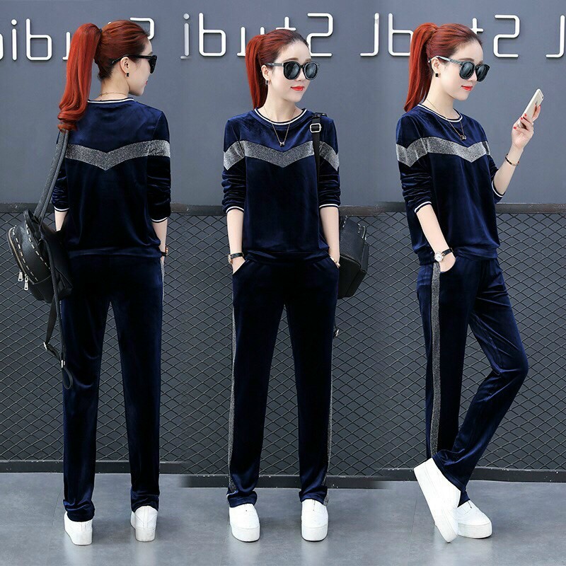 Set Bộ Nhung Phối Sọc Kim Tuyến - BTN95